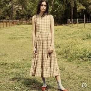 DÔEN Raven Tiered Midi Dress in Antoinette Plaid - Size Small